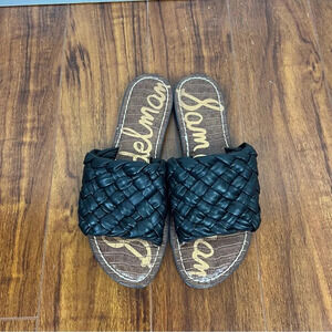 Sam Edelman Griffin Lester Woven Leather Slip on sandals Size 9.5 Black